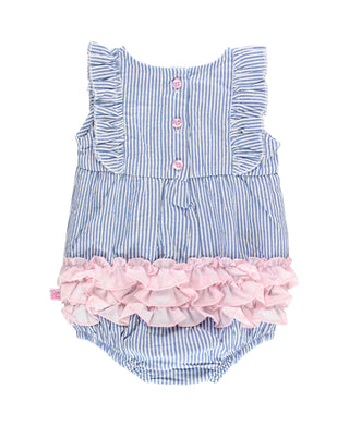 Seersucker Classic Ruffle Bubble Romper