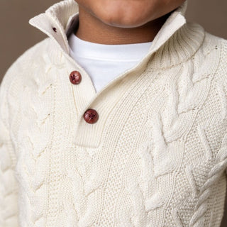 Organic Mock Neck Cable Sweater