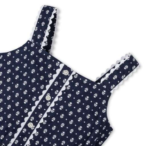 Scallop Trim Button Romper by Hope & Henry, view 3