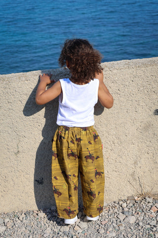 Cotton Canvas Cowboy Pants Khaki by Fille Garçon