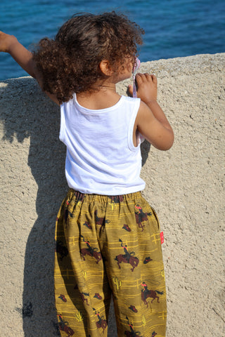 Cotton Canvas Cowboy Pants Khaki by Fille Garçon