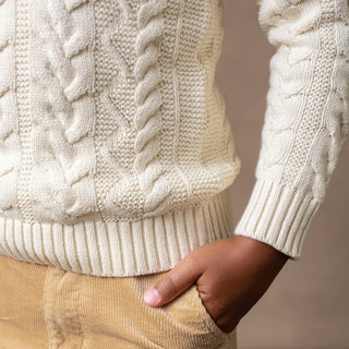 Organic Mock Neck Cable Sweater