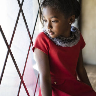Fit And Flare Ponte Dress with Faux Fur