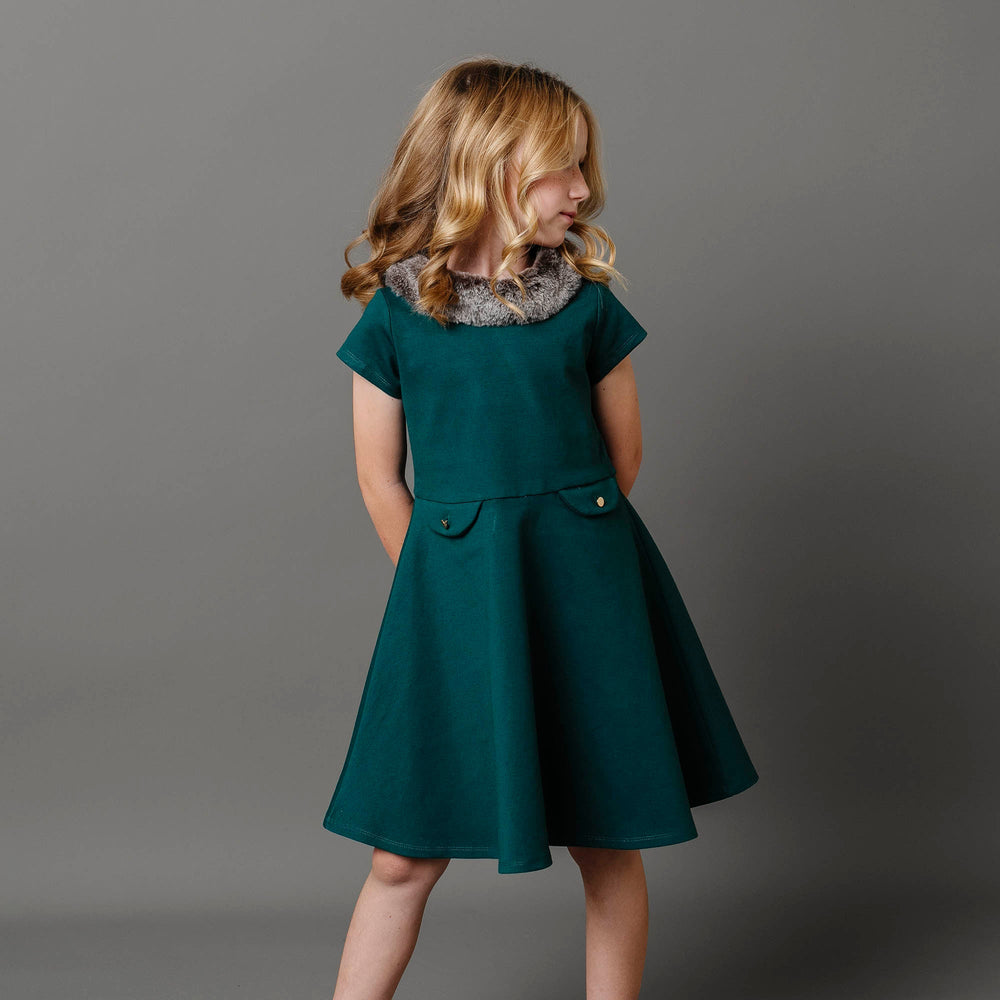 Fit And Flare Ponte Dress with Faux Fur by Hope & Henry