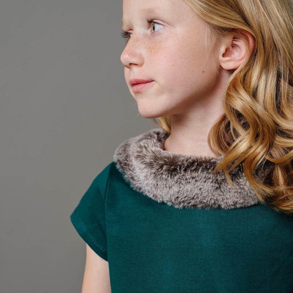 Fit And Flare Ponte Dress with Faux Fur by Hope & Henry, view 10