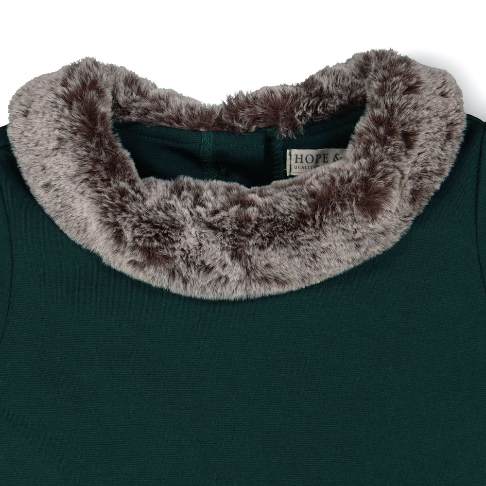 Fit And Flare Ponte Dress with Faux Fur by Hope & Henry, view 4