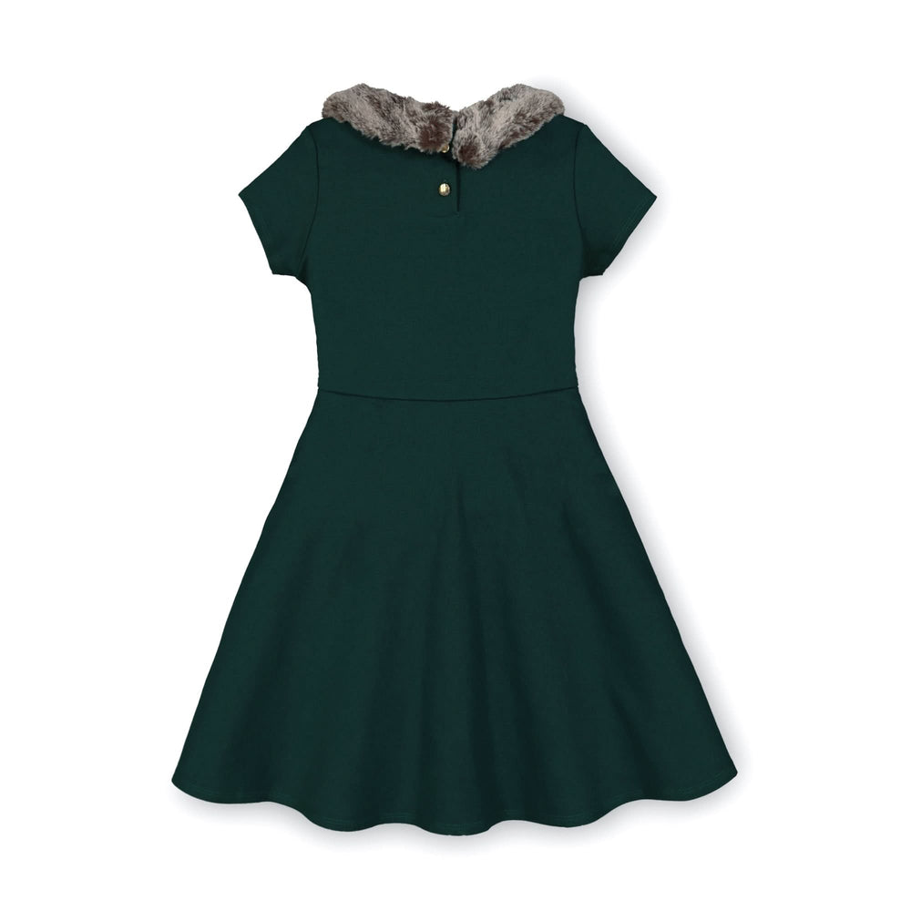 Fit And Flare Ponte Dress with Faux Fur by Hope & Henry, view 3